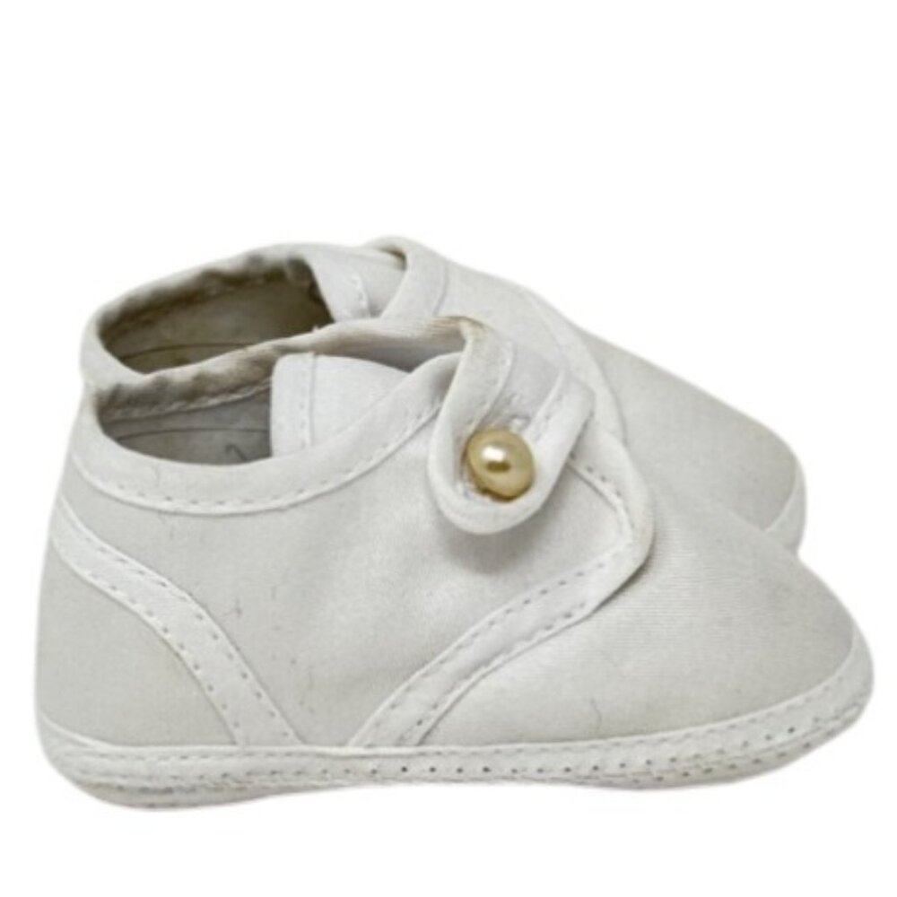Little Thing's Mean a Lot Christening Size 0 shoes Pearl Button Newborn matte